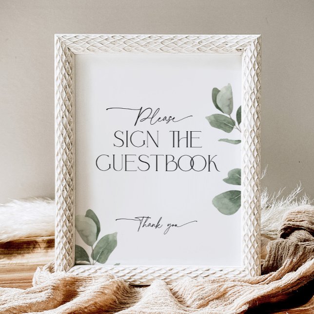 Green Eucalyptus Sign the Guestbook Pedestal Sign (Creator Uploaded)
