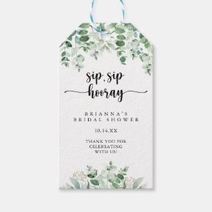 Green Eucalyptus Sip Sip Hooray Bridal Shower Gift Tags