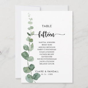 Green Eucalyptus Table Number 15 Seating Chart