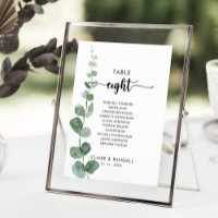 Green Eucalyptus Table Number 8 Seating Chart
