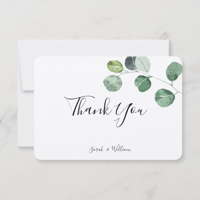Green Eucalyptus Thank You Card (Front)