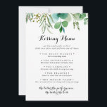 Green Eucalyptus Wedding Kissing Menu Game Card<br><div class="desc">This green eucalyptus wedding kissing menu game card is perfect for a rustic wedding reception. The design features hand-painted artistic beautiful eucalyptus green leaves,  assembled into neat bouquets to embellish your event.</div>