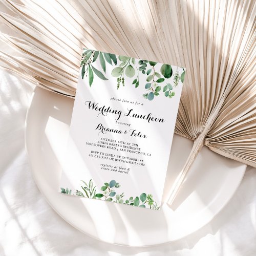 Green Eucalyptus Wedding Luncheon Bridal Shower Invitation