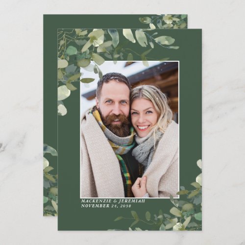 Green Eucalyptus Wedding Photo Save the Date