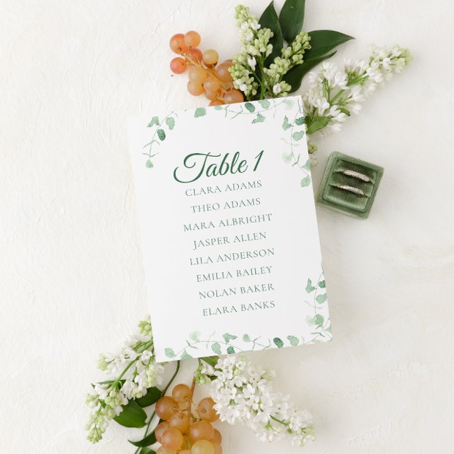 Green Eucalyptus Wedding Seating Chart Card (Creator Uploaded)
