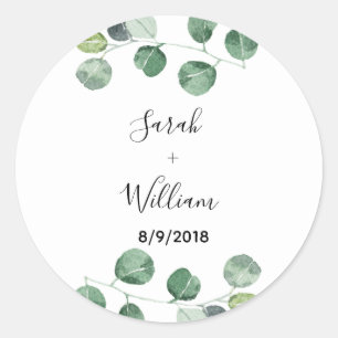 Green Eucalyptus Wedding Sticker