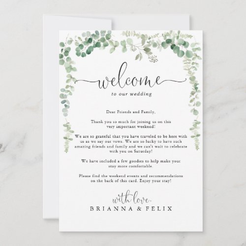 Green Eucalyptus Wedding Welcome Letter