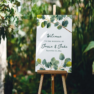 Green eucalyptus wedding welcome sign