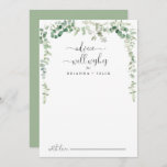 Green Eucalyptus Wedding Well Wishes Advice Card<br><div class="desc">This green eucalyptus wedding well wishes advice card is perfect for a modern wedding. The design features watercolor hand-drawn elegant botanical eucalyptus branches and leaves, adorning geometric frames. These cards are perfect for a wedding, bridal shower, baby shower, graduation party & more. Personalize the cards with the names of the...</div>