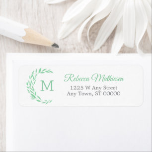Green Eucalyptus Wreath Monogram Return Address Label