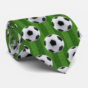 Green European Football Pattern Neck Tie