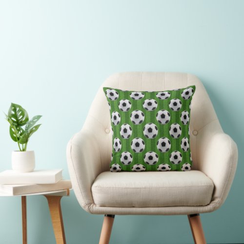Green European Football Pattern Throw Pillow