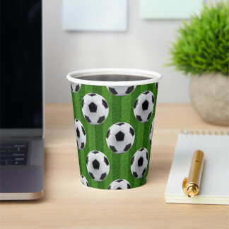 Green European Football Soccer Ball Pattern Paper Cups