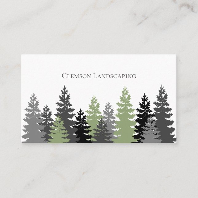 Green Evergreen Trees Elegant Professional  Business Card (Front)