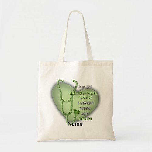 Green Exceptional Nurse custom name Tote Bag