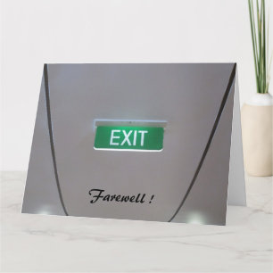 green exit farewell big card