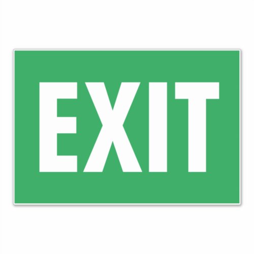 Green EXIT sign vinyl sticker for escape route