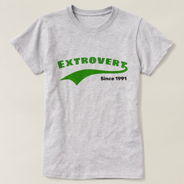 Green Extrovert Typography Swoosh Custom Date T-Shirt (Design Front)