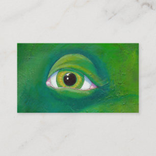 Green eye dinosaur frog lizard ogre painting art business card