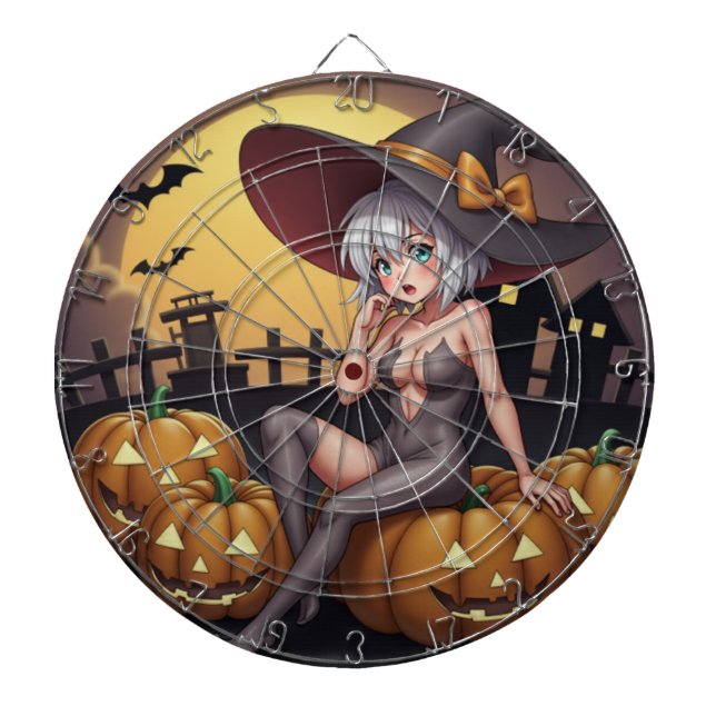 Green Eye Halloween Witch on Jack-O-Lantern's Dart Board (Front)