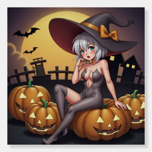Green Eye Halloween Witch on Jack-O-Lantern's Foam Board