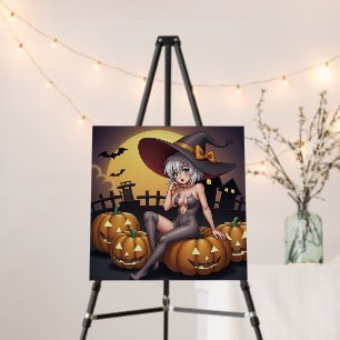 Green Eye Halloween Witch on Jack-O-Lantern's Foam Board