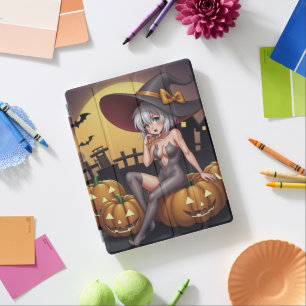 Green Eye Halloween Witch on Jack-O-Lantern's iPad Smart Cover