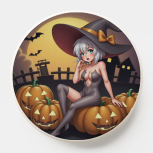 Green Eye Halloween Witch on Jack-O-Lantern's PopSocket