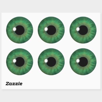 Green Eye Iris Cool Eyeball Custom Round Stickers by sunnymars at Zazzle