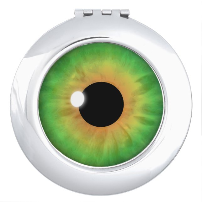 Green Eye Iris Cool Eyeball Round Compact Mirrors (Front)