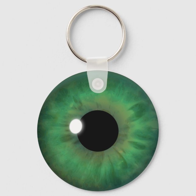 Green Eye Iris Eyeball Cool Custom Round Key Chain (Front)