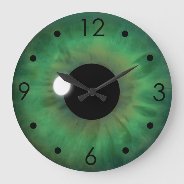 Green Eye Iris Eyeball Custom Large Round Clock (Front)