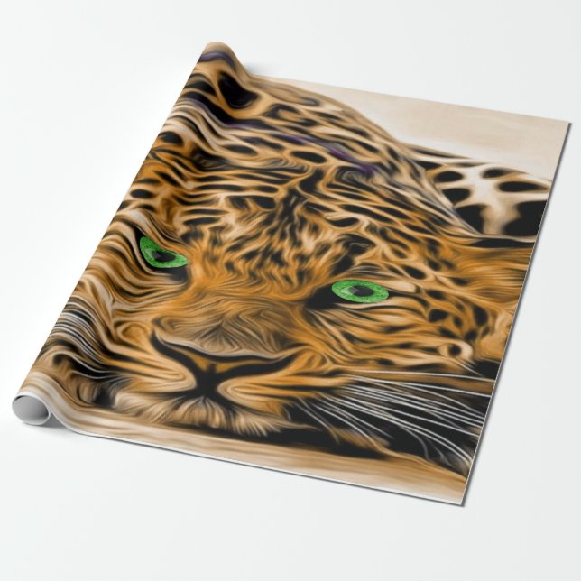 Green Eye Leopard name Fred Wrapping Paper (Unrolled)