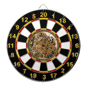 Green eye leopard with Spotted skin gold foil Dartboard