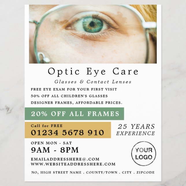 Green Eye, Optician, Technical Practitioner Flyer (Front)