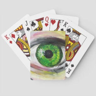 Green Eye Painting Poker Cards