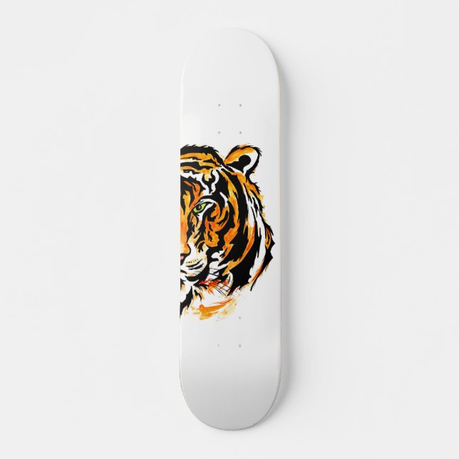 Green Eye Tiger Head Skateboard (Front)