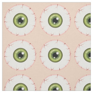 Green Eyeball Pattern Halloween Bloodshot Eyeball Fabric