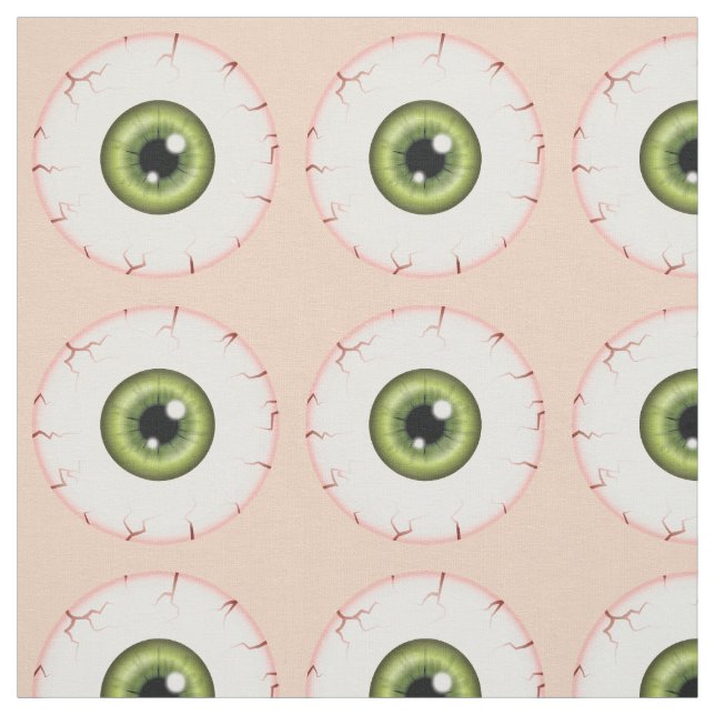 Green Eyeball Pattern Halloween Bloodshot Eyeball Fabric (Swatch)