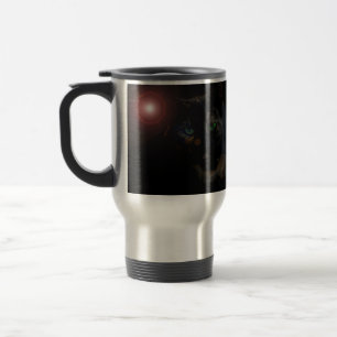green eyed black cat Aluminum Travel Mug