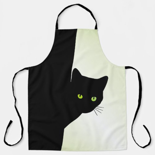 Green Eyed Black Cat Apron