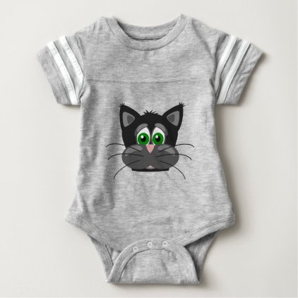 Green-eyed black Cat Baby Bodysuit