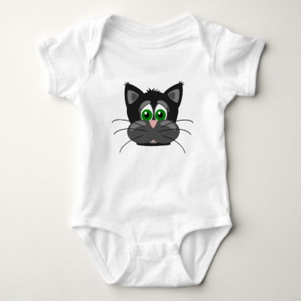 Green-eyed black Cat Baby Bodysuit