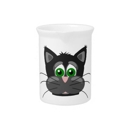 Green-eyed black Cat Beverage Pitcher