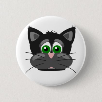 Green-eyed black Cat Button