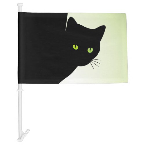 Green Eyed Black Cat Car Flag