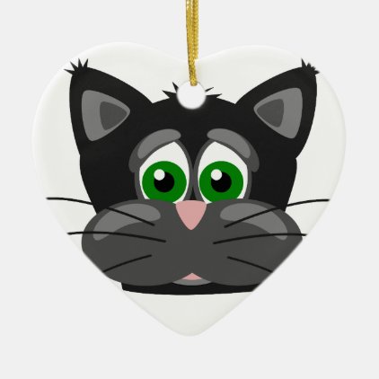 Green-eyed black Cat Ceramic Ornament