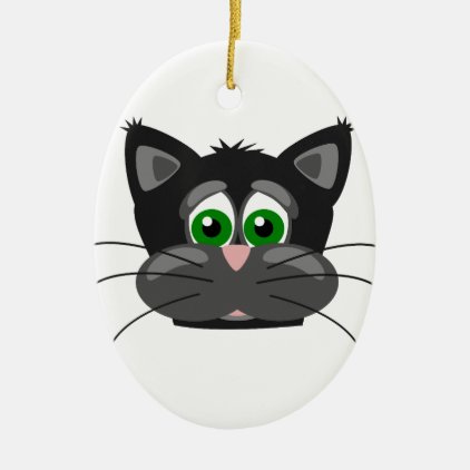 Green-eyed black Cat Ceramic Ornament