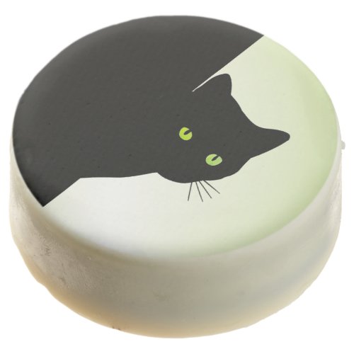 Green Eyed Black Cat Chocolate Covered Oreo