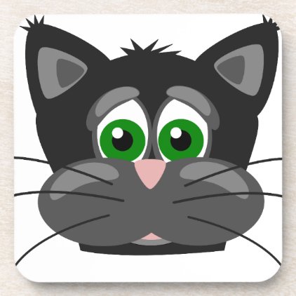 Green-eyed black Cat Coaster